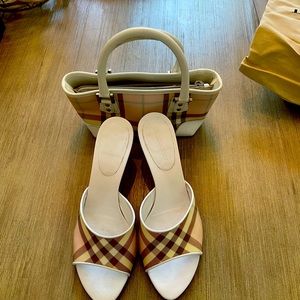 Authentic Burberry London purse in candy stripe & matching shoes size 37.5